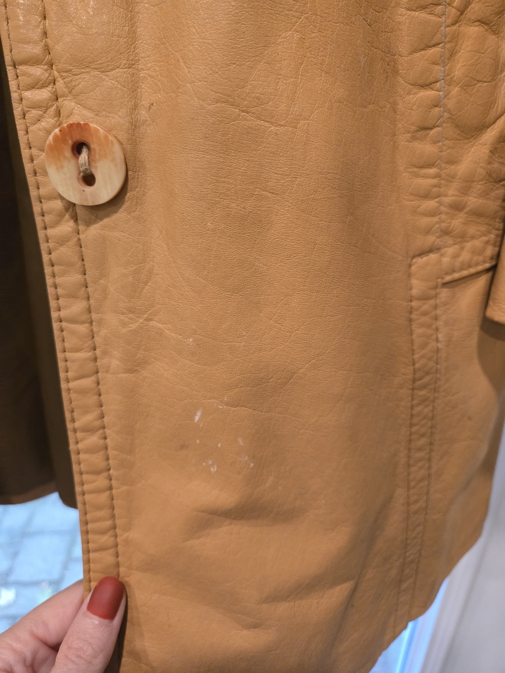 Vintage 1970s Genuine Leather Trench Coat Removable Shearling Collar Belted Boho - Picture 3 of 14